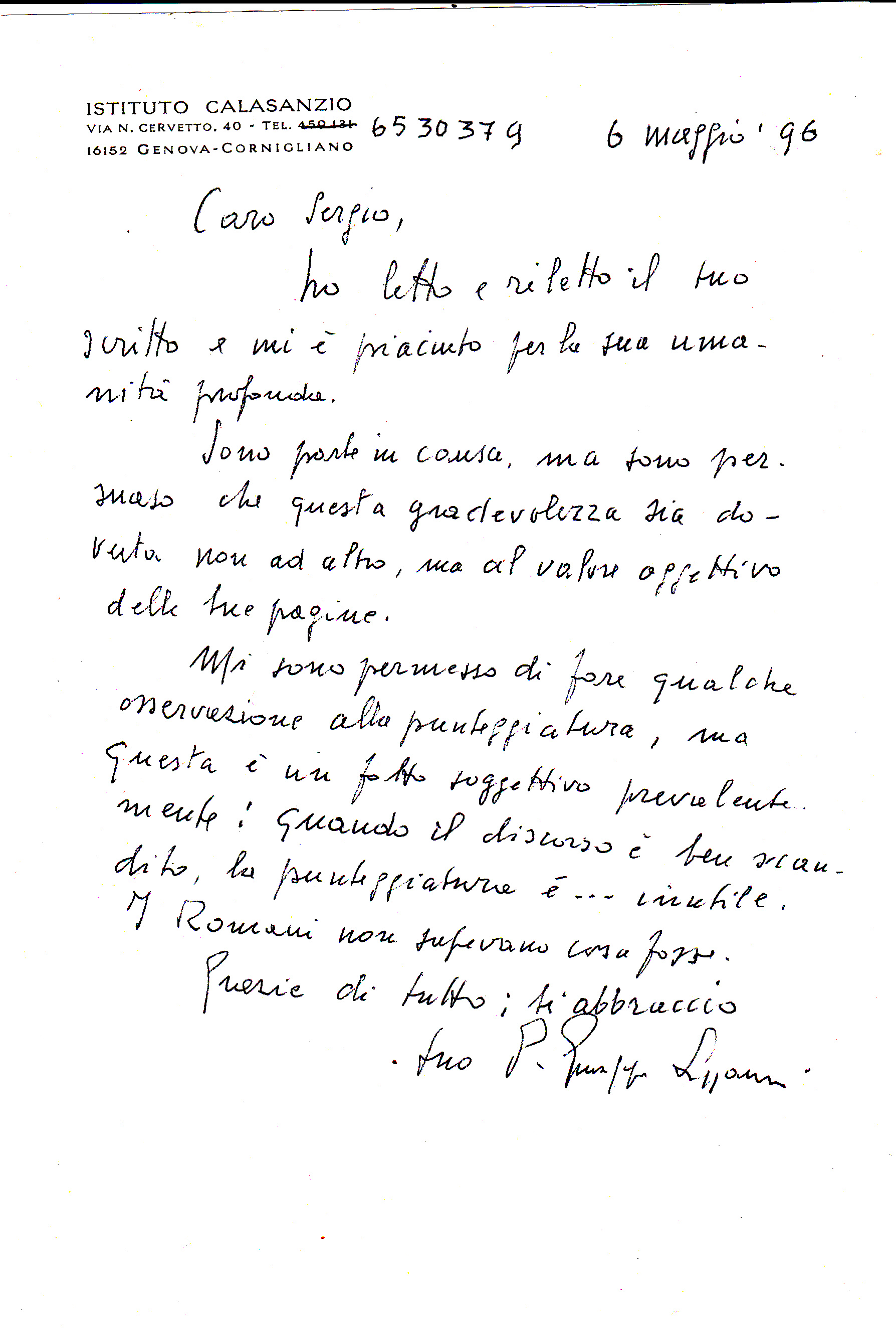 lettera P.Lazzaroni